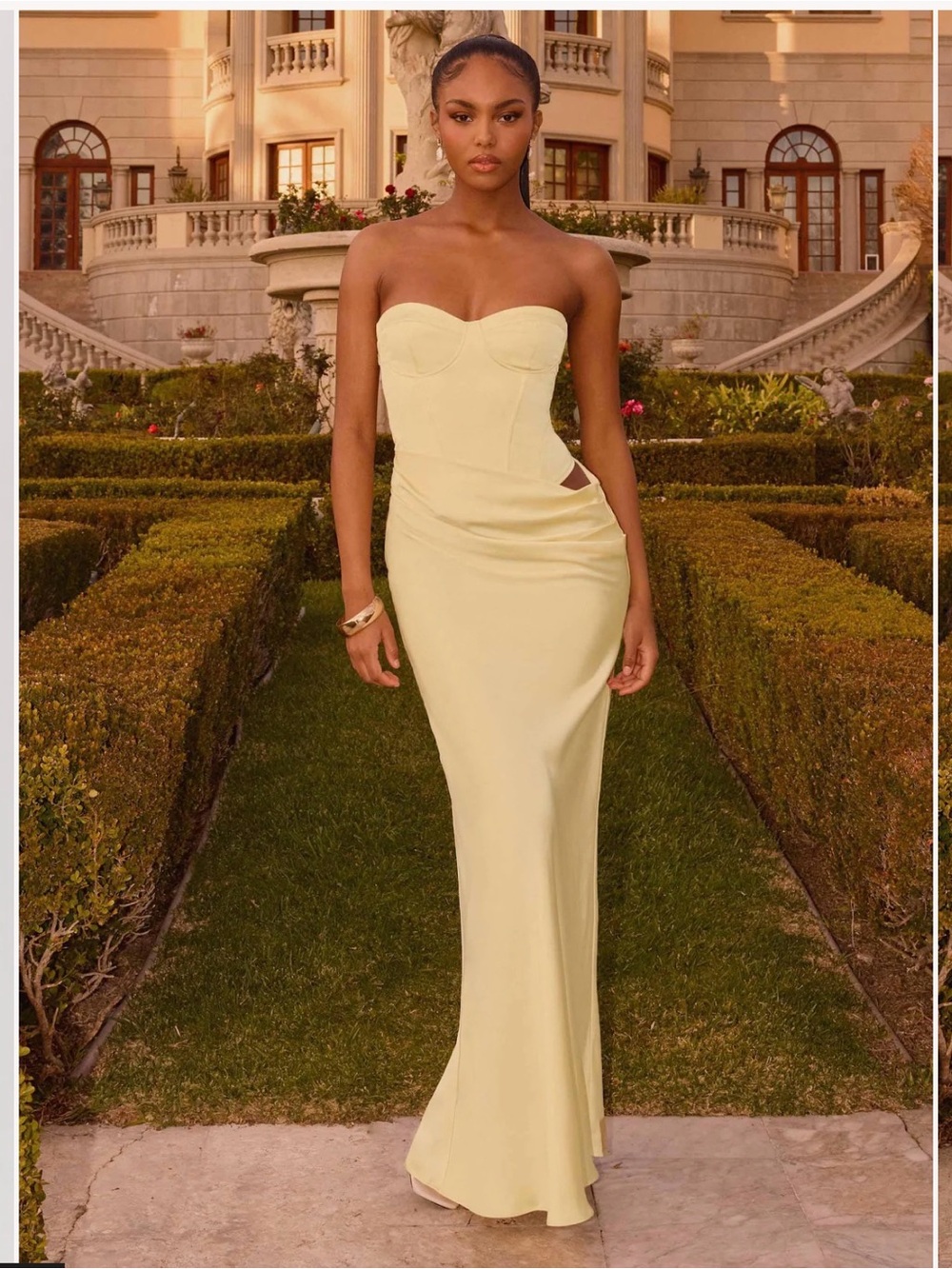 Peppermayo corset yellow satin gown